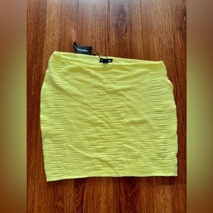 Lime textured knit side ties Mini skirt